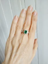 Realytrust-anillo de compromiso de Plata de Ley 925 con diamantes de Esmeralda, joyería de compromiso, para mujeres