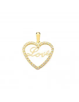 

Yellow Gold pendant with Heart "Love" and cubic zirconia