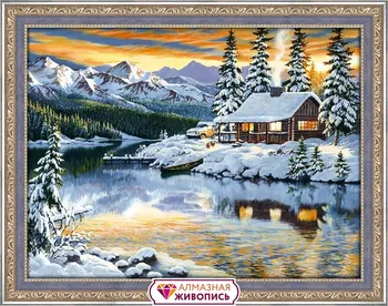 

Аж-1290 painting with rhinestones 'Winter courtyard at the reki'