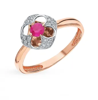 

Gold ring with rubies and diamonds sunlight sample 585