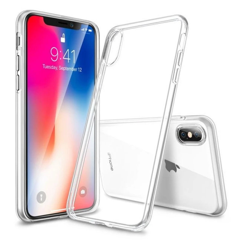 Прозрачный силиконовый чехол и защитное стекло 10D для iPhone X защитный комплект со