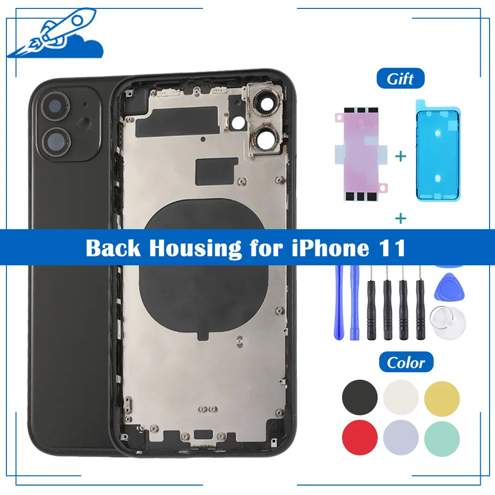 Задняя стеклянная крышка OEM для iPhone 11 аккумулятора средняя рама шасси в сборе с