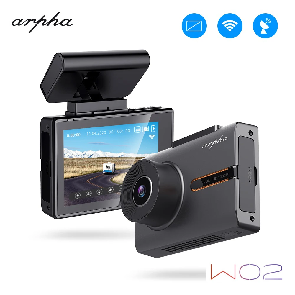 Arpha Dvr W02 OLED Touch Screen Dash Camera WiFi Night Vision HD 1080P 3