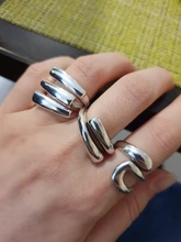 Foxanry minimalista de Plata de Ley 925 Plata Lisa anillos para las mujeres nueva moda geométricos irregulares Punk fiesta Hiphop joyería regalos