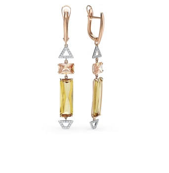 

Gold earrings with quartz and cubic zirconia sunlight sample 585