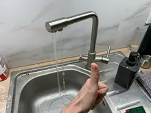 Grifo de cocina de agua pura de lujo, latón blanco y negro, doble Mango, agua caliente y fría, filtro de 3 vías, grifos mezcladores de cocina