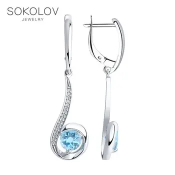 

SOKOLOV drop earrings with stones in silver, fashion jewelry, 925, women's/men's, male/female, long earrings, women's male