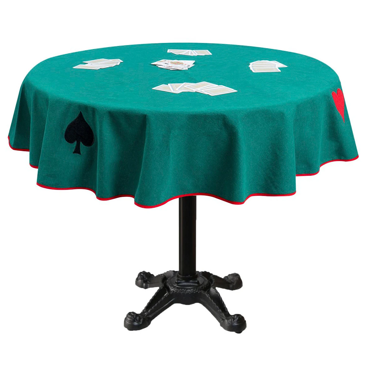 

Embroidered Round Table Tablecloth Rummy Backgammon Card Game Playing Poker Chess Draughts Checkers Chesboard Tiles Play Set