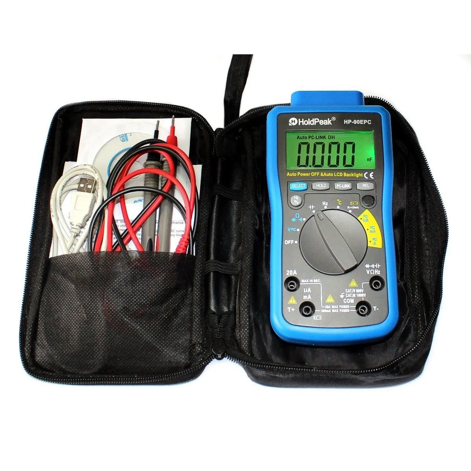 HP-90EPC HoldPeak TRUE RMS Автоматический диапазон цифровой мультиметр с тест батареи/минимальное максимальное значение