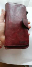 Billetera de cuero para mujer, monedero VINTAGE triple para teléfono móvil, monedero femenino