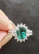 Huitan-anillos de boda de la serie de plantas románticas, anillo de compromiso de estilo europeo Vintage con piedra verde brillante, forma de flor de lujo