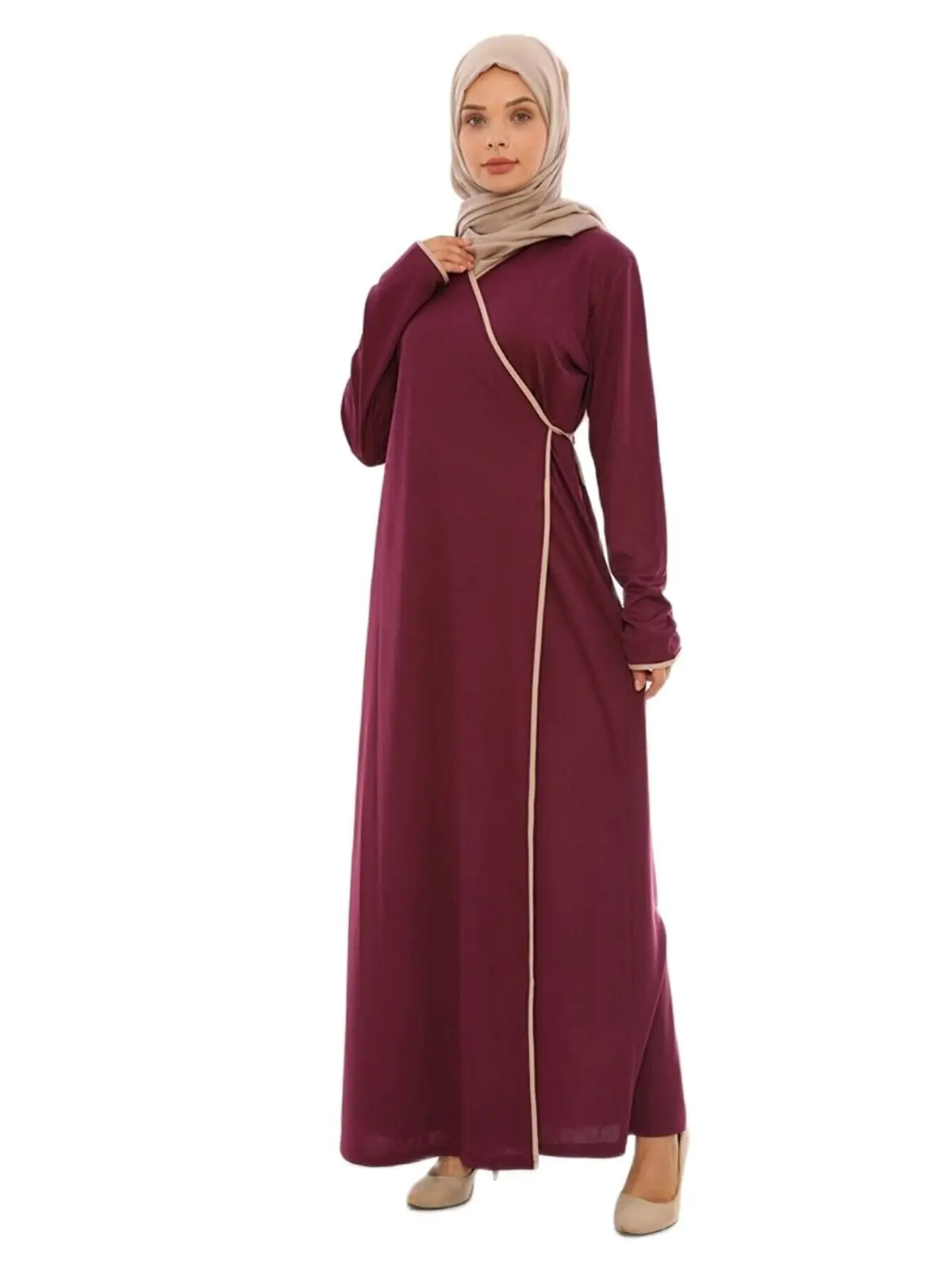 Muslim Women Side Tied Prayer Dress Plain Unlined Comfortable Useful Loose Women Muslim Fashion Hijab Clothing Daily Custom
