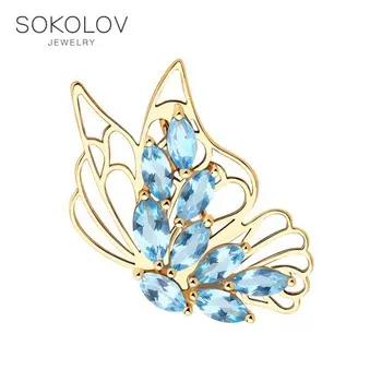 

Brooch SOKOLOV gold with Topaz fashion jewelry 585 women's male