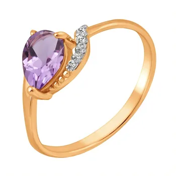 

Gold ring with amethyst and cubic zirconia sunlight