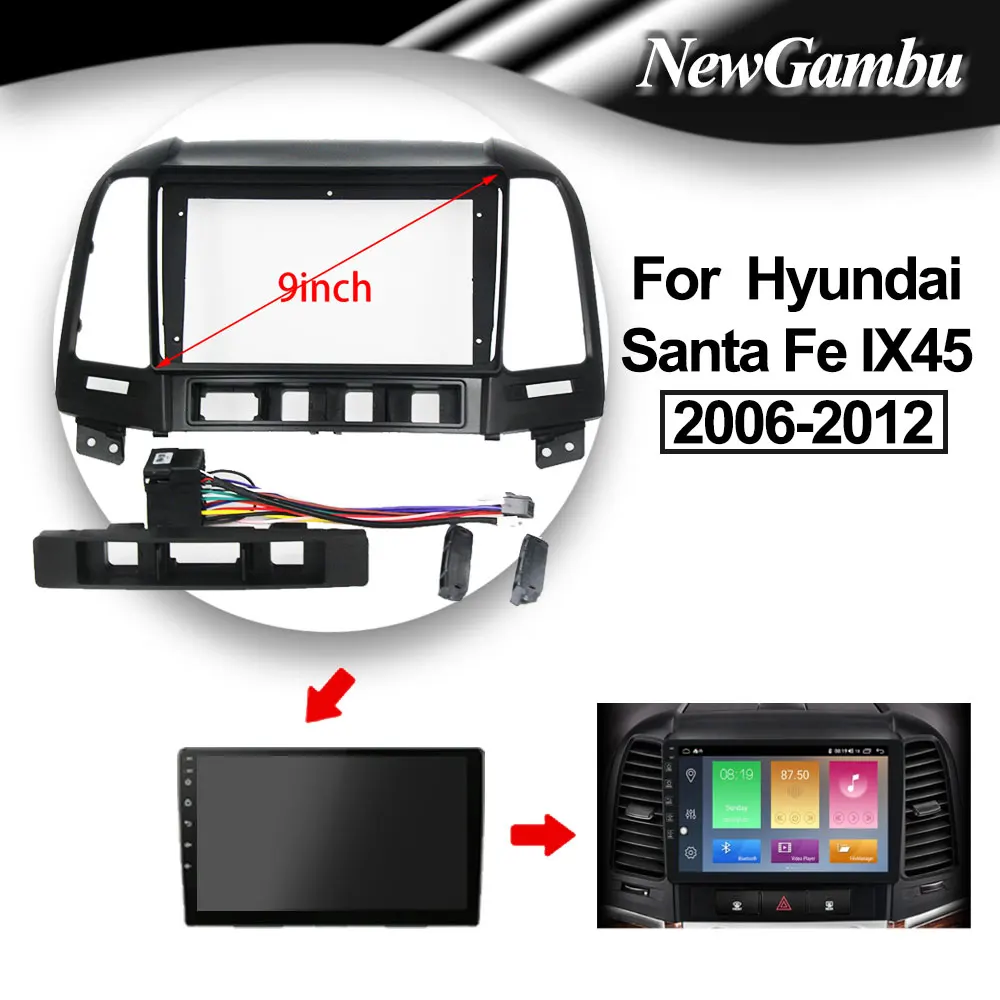 

9 дюймов для Hyundai Santa Fe IX45 2006 - 2012 автомобильный DVD-адаптер с рамкой, аудиоадаптер, комплекты отделки, Facia Панель Android радио плеер 2 Din