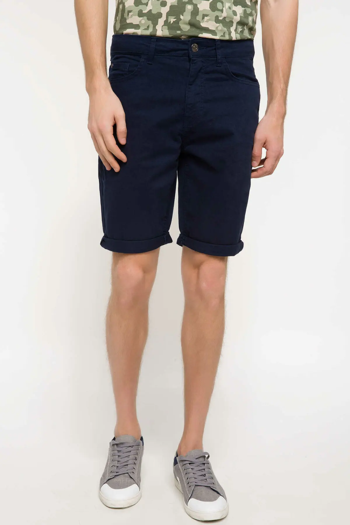 DeFacto мужские летние повседневные Прямые Темно-синие шорты тканые мужские шорты бермуды H7772AZ18SMNM26-H7772AZ18SM