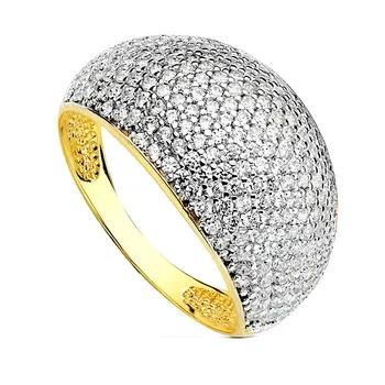

18k solid gold ring bicolor zircons [AB3032]