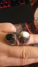 Wholesale Retro Jewelry Stone Rings For Men Titanium Steel Inlaid Three Colors Onyx Ring