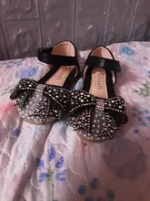 Zapatos con lazo de encaje de lentejuelas para niñas, zapatillas de baile de princesa con perlas bonitas, informales, para fiesta, boda, D721, novedad de 2020