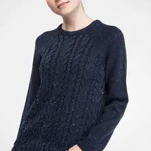 DeFacto, женский простой однотонный вязаный пуловер, теплый, комфортный, Повседневный, с круглым вырезом, женский вязаный пуловер, Tops-J0370AZ18WN-J0370AZ18WN
