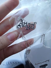 Collar de Ángel para mujer y niña, colgante de fuente antigua inglesa, gargantilla de cadena con letras, joyería de aleación con estilo