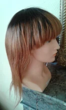 IJOY-pelucas de cabello humano brasileño liso para mujeres negras, pelo Remy marrón con flequillo, hecha completamente a máquina