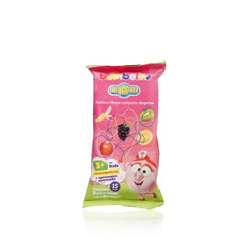 

Baby wet wipes bambolina Smeshariki with the aroma of lemonade 15 PCs.