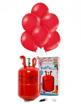 

Helium cylinder Disposable 0. 25m3 with 30 Balloons Red Metallic ML32