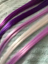 Lupu-extensiones de cabello sintético para niña, horquilla larga y lisa con un Chip en color arcoíris resaltado, para cabello falso