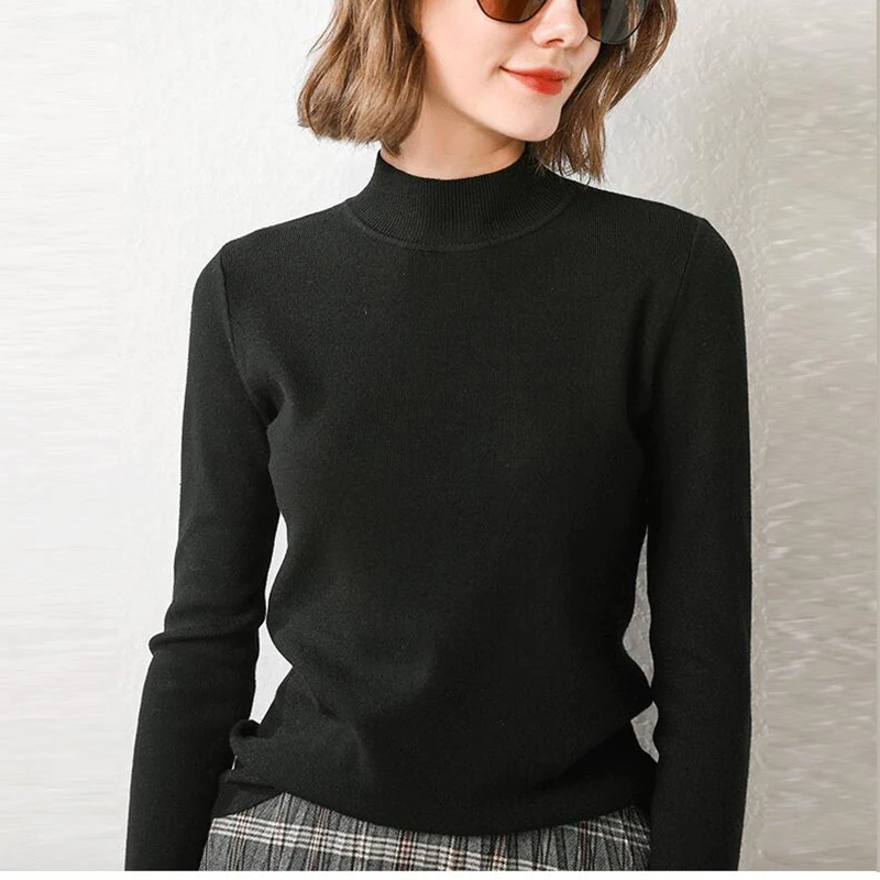 

Semfri Turtleneck Womens Sweater 2020 New Autumn Winter O-Neck Cardigan Fashion British Style Pull Femme Casual Knitting Sweater