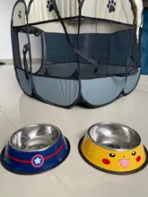 New Pet tableware Stainless Steel Dog Basin Cartoon Dog Bowl Puppy Food Container Cat