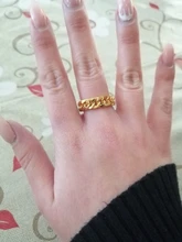 Anillo de cadena gruesa de 6mm de grosor para mujer y niña, sortija con eslabones cubanos rellenos de oro de acero inoxidable, anillo elegante