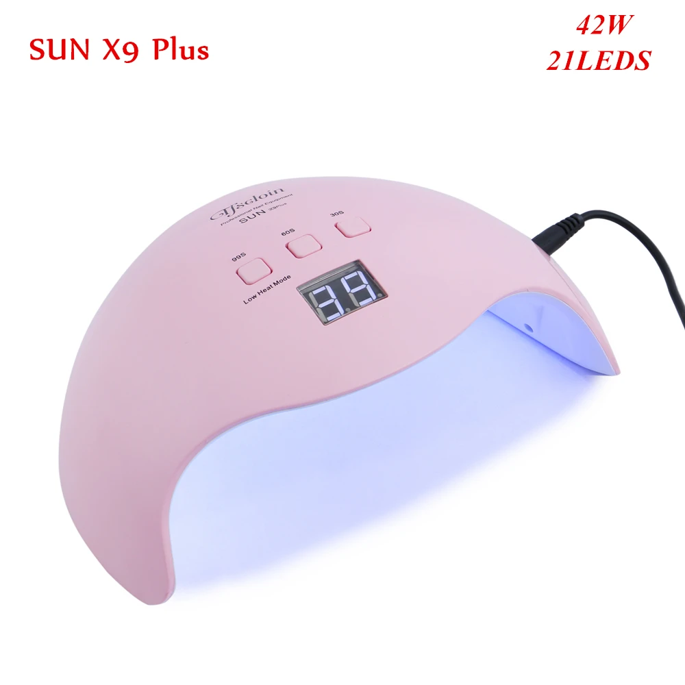 Горячая 42 Вт SUN X9 Plus Светодиодный УФ-лампа Сушилка для ногтей всех типов геля 21 светодиодный s УФ-лампа для женщин для маникюра инфракрасного зондирования - Цвет: Pink