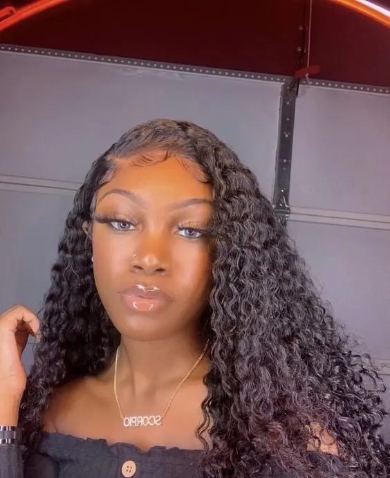 Transparent 360 Lace Frontal Wig Deep Curly photo review
