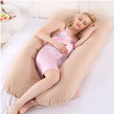 Light yellow Полная подушка для тела для беременных женщин, Подушка для кормления, хлопковая наволочка, u-образная Подушка для беременных, Подушка для беременных, постельные принадлежности - Цвет: Light yellow