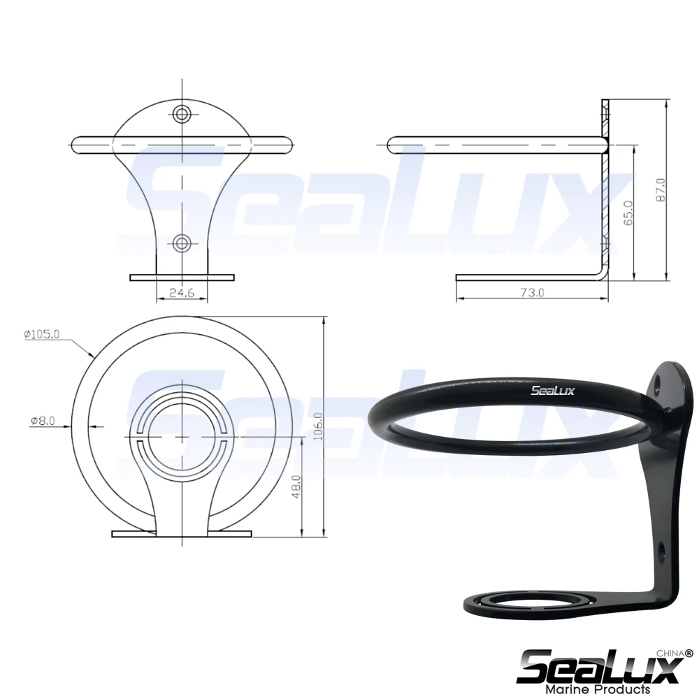 

Sealux Marine Grade Stainless Steel 304 Ring Drink Cup Holder Mirror Finish for Marine Yacht Boat Sailing Accessory