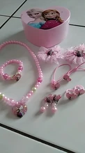 Conjunto de collar y pulsera de princesa Elsa para niños y niñas, caja de regalo de joyería con pinza para el pelo de Frozen 2, regalo de Navidad y vacaciones