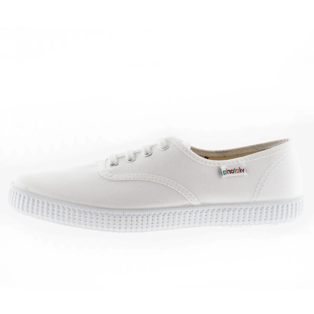 VICTORIA, Zapatillas Inglesa, Lona Color Blanco Con Cordones, Unisex, Modelo 6613