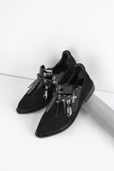 

ILVi-Genuine Leather Handmade Grea Women's Ballerina Black Suede Women Shoes