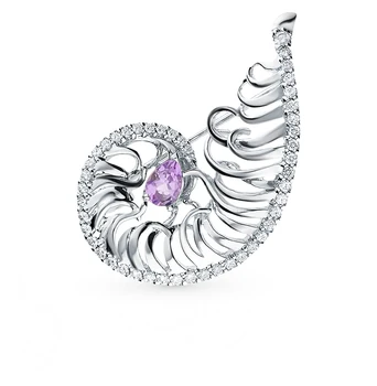 

Silver brooch with amethyst and cubic zirconia sunlight sample 925