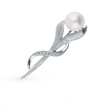 

Silver brooch with cubic zirconia and pearls sunlight sample 925