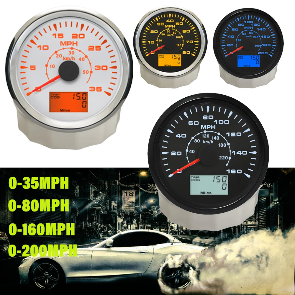 MPH GPS Speedometer Odometer Trip Counter 0 35MPH 0 80MPH 0 200MPH 0