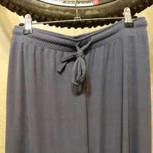 Pantalones holgados de pierna ancha para mujer, calzas de seda suave de hielo, longitud hasta el tobillo, color negro, gris, caqui, de cintura alta para verano