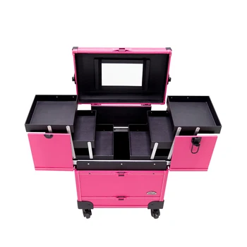 

Sunrise Case Professional 4 Wheels Rolling Makeup Cosmetic Train Case, Pink