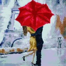 Алмазная мозаика GF 2069 Парижский поцелуй под зонтом 40*50