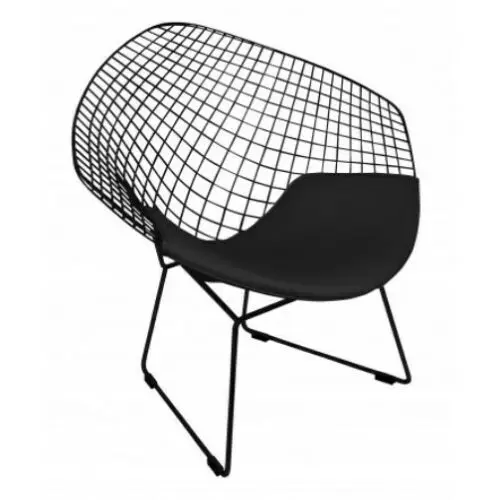 Bertoia ромбовидное кресло с черной полностью черной окрашенной структурой подушки