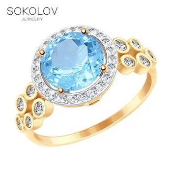 

SOKOLOV ring gold with Topaz and cubic zirkonia fashion jewelry 585 women's male