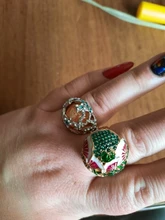 Joyería de estilo Retro dorado para mujer, anillo pintado a mano con aceite, joyería