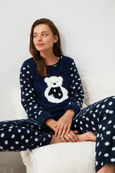 

Trendyol Teddy Bear Embroidered Wellsoft Pajamas set THMAW21PT0534
