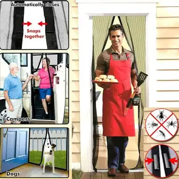 

MOSQUITO NET CURTAIN CLASP MAGNETIC MAGIC MESH DOOR BALCONY 210x100 ADJUSTABLE